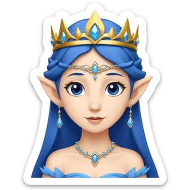 elf woman wearing tiara and blue cloathing dark hair sticker