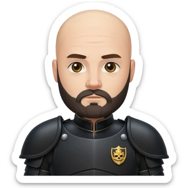 bald bearded  armed guards black armour sticker