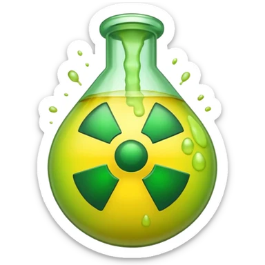 create a poison bomb which is radioactive in color, make the poison inside spoiling out and make the bomb gradient from green to yellow sticker