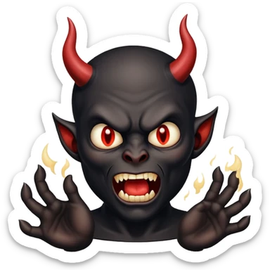 Black devil throwing up sticker