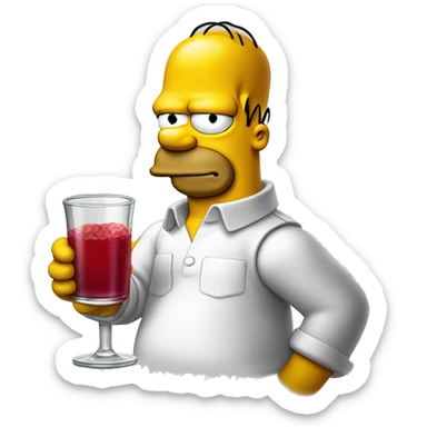 Homer simpson boit un verre de sirop de grenadine sticker