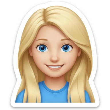 Create an icon of teenage girl with blue eyes and long Blonde hair sticker
