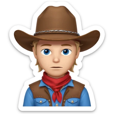 cute outlaw cowboy portrait, head and shoulders only, cowboy hat, bandana covering mouth, intense eyes, western outfit, 3D cartoon, mobile game icon style, clean background, no text, no watermark
 sticker