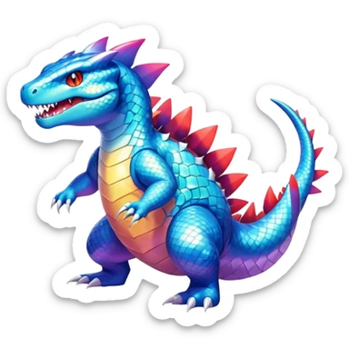 Shiny Exotic Colorful epic Gabite-Salamence-Koraidon-Feraligatr-Fakémon-hybrid-creature (full body)  sticker