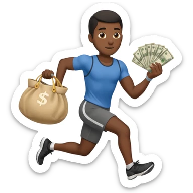 Black Man running with moneybag 💰 sticker