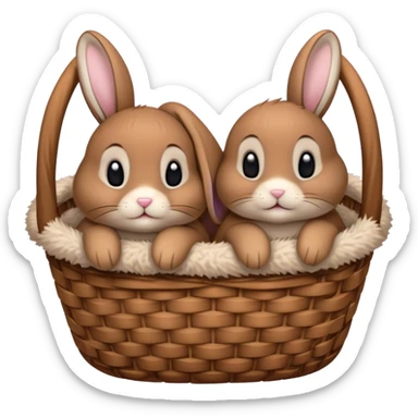 Basket with two cozy floppy-eared bunnies  sticker