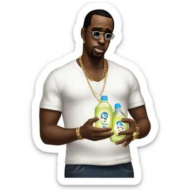 P Diddy holding baby oil sticker