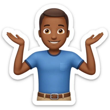 cartoon Black man character, smiling, hands on hips, emoji-style sticker