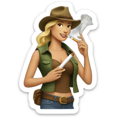 Crocodile Dundee cigarette and woman sticker