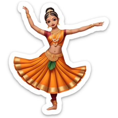 cinematic-realistic-bharatanatyam-dance-emoji,-depicted-as-an-elegant-classical-indian-dance-performance-with-graceful-poses,-intricate-costumes,-and-expressive-hand-gestures,-rendered-with-rich-textures-and-warm-dramatic-lighting, single dancer sticker