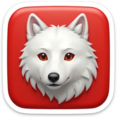 A bold white capital letter C with a small white wolf head icon above it, inside a red rounded square, emoji style, flat design, shiny light reflection, same style as 🅱️ emoji, transparent background. sticker