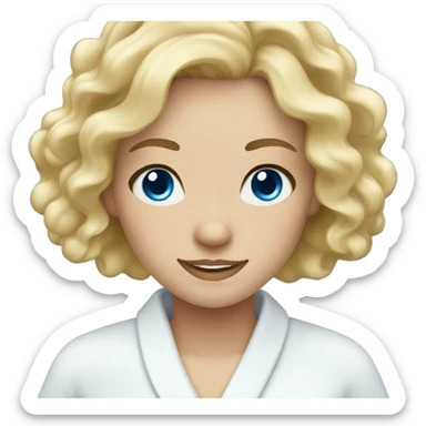 blonde girl with wavy hair and blue eyes spa sticker