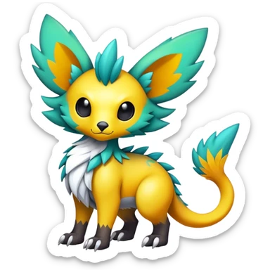 Cute cool edgy colorful fantasy animal hybrid Fakemon full body sticker