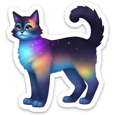 Colorful gradient-Sparkle-cat-nebula-fursona anthropomorphic furry full body sticker