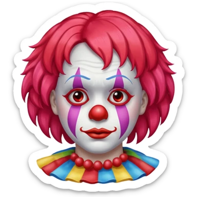 red glitter clown with the sad facial expression sticker
