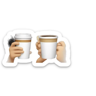 Four beautiful white european girls, one with blond hair and two dark blond hair in dresses have coffee sticker