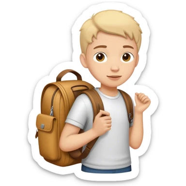 Young student with his bag on back sticker