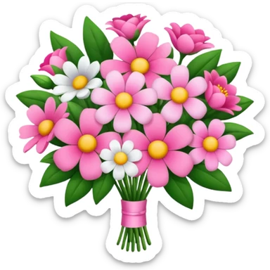 Pink bouquet with simple flower sticker