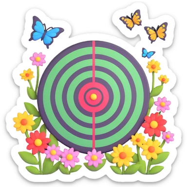 A target bullseye with butterflies and spring blossoms sticker