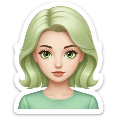 elegant white model girl with light green blouse and voluminous eyelashes sticker