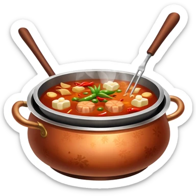 Old-style Sichuan hotpot with copper pot sticker