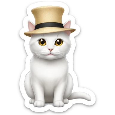 White munchkin cat standing hat sticker