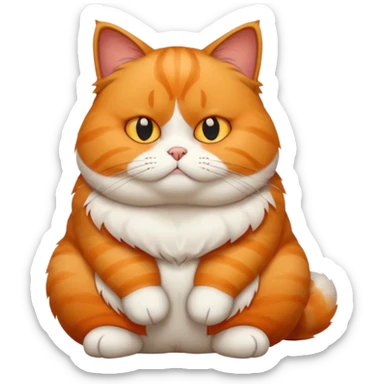 A fat cat sitting down and looking like they don’t care about it sticker