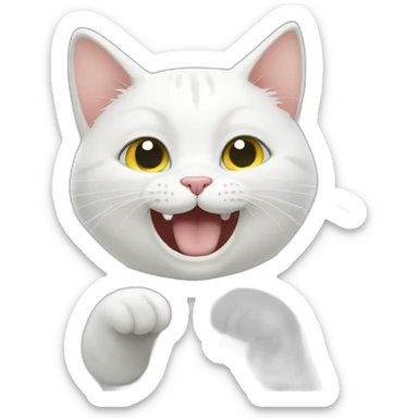 White cat gives a thumbs up sticker