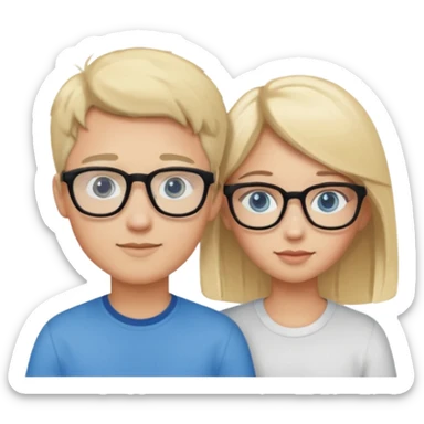 cute couple with a girl with blonde hair and blue eyes and the boy with dark hair and glasses  sticker