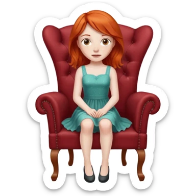 Naked red haired girl with freckles and large tits no clothes no bra no panties full body and a pussy sitting in a chair with legs spread sticker