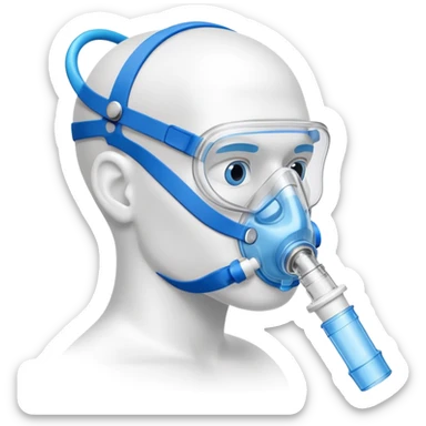 Blue VO2 max testing mouthpiece with breathing valve and tube, with nose clip, laboratory testing equipment sticker