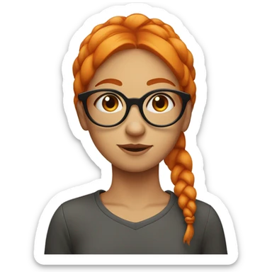 a girl with orange hair tied on both sides and a crooked pair of glasses sticker