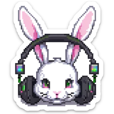 headphones with bunny ears, gaming accessories sticker