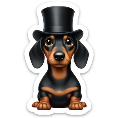 Weiner dog with a top hat sticker