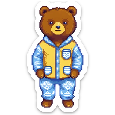 bear in blue pajamas standing sticker