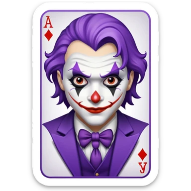 Glitter Purple and White Joker Gangster Card sticker