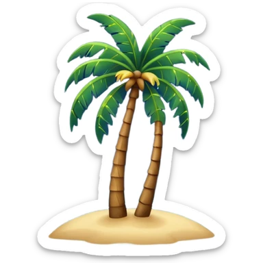 a picture of a palm tree and stars and moon in the sky and ocean during the night sticker