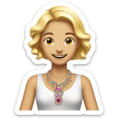 happy girl wearing statement necklace ai colour pic sticker