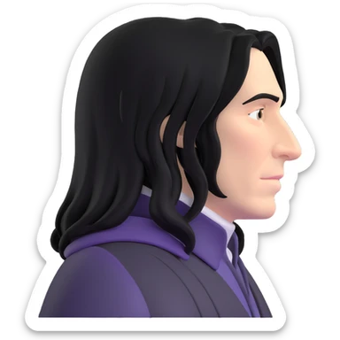 melancholy Snape side profile with long black hair sticker