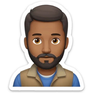 give my dad a grandpa look but beard mixed with grey and black , very low hair on head brown in complexion, casual clothes sticker