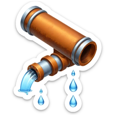 sewer steel pipe with leaking water  sticker