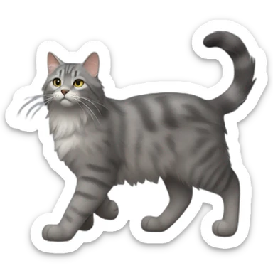 grey norweigian forest cat walking profile sticker