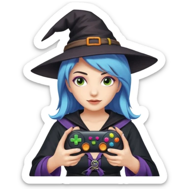 colored hair gamer witch game pad controller sticker