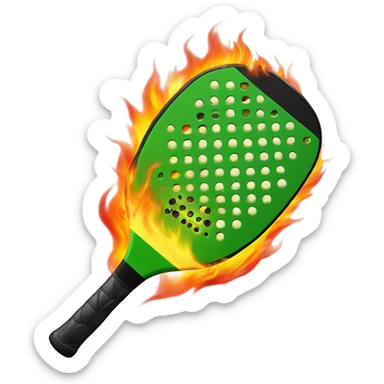 Pickleball with fire coming off a contemporary pickleball paddle sticker