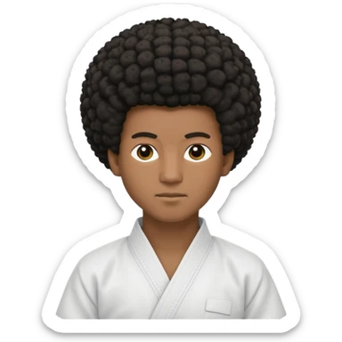 black karate instructor with afro hair and a low taper haircut, and a small fade on the sides sticker