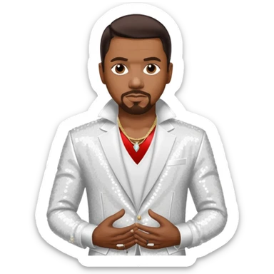 Keith Sweat, R&B Singer (b.1961) with dark brown hair, white sequin outfit sticker