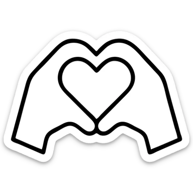 hands forming a heart representing the concept of love, line art style sticker