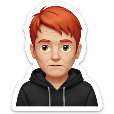 old manwith red hair and black hoodie sticker