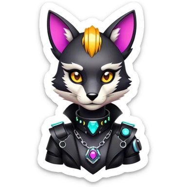 Anthro Edgy Cute Cool Black Badass Cyberpunk Modern Futuristic Colorful Exotic Shiny Sparkly Fionbri-Vernid-Fursona Collar  sticker