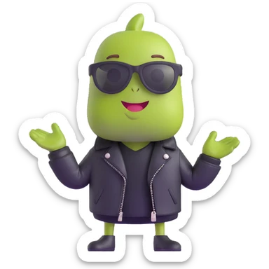 pistachio with a leather jacket and cool attitude sticker